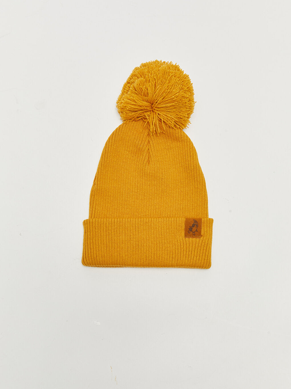 Label Embroidered Pompom Boy Beanie