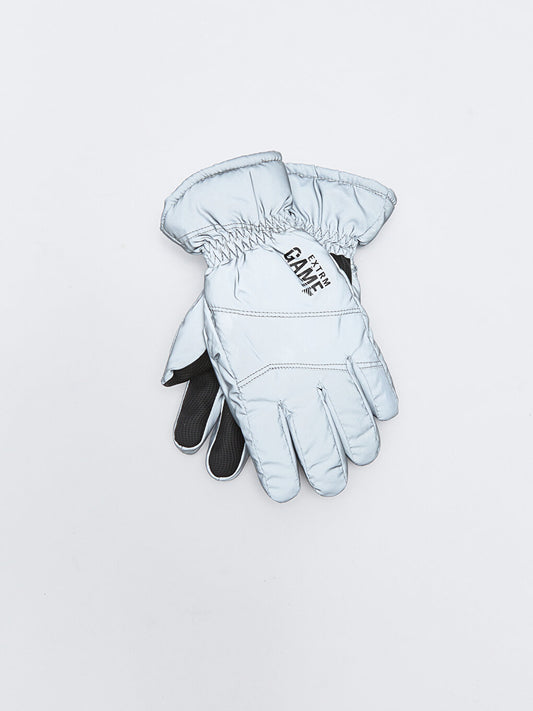 Text Printed Boy's Thick Gloves