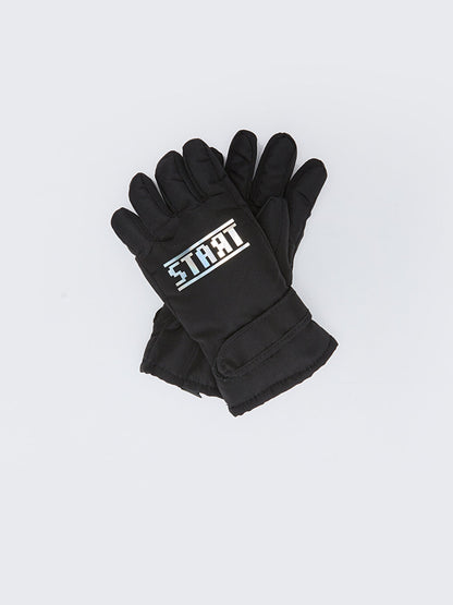 Text Printed Boy's Gloves