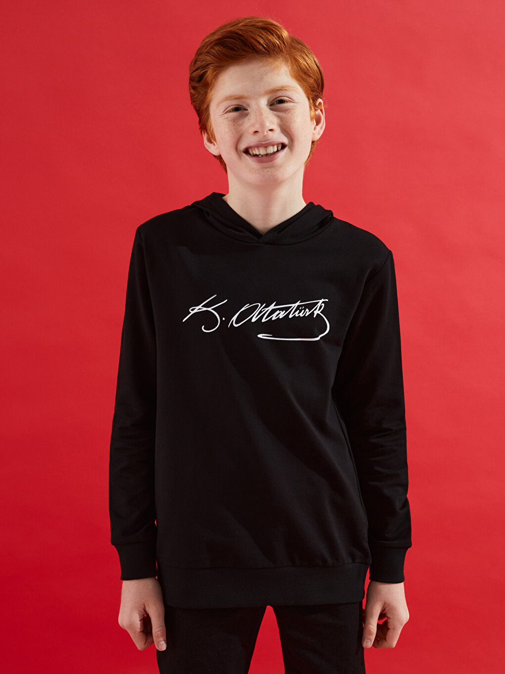 Ataturk Signature Printed Boy Hoodie