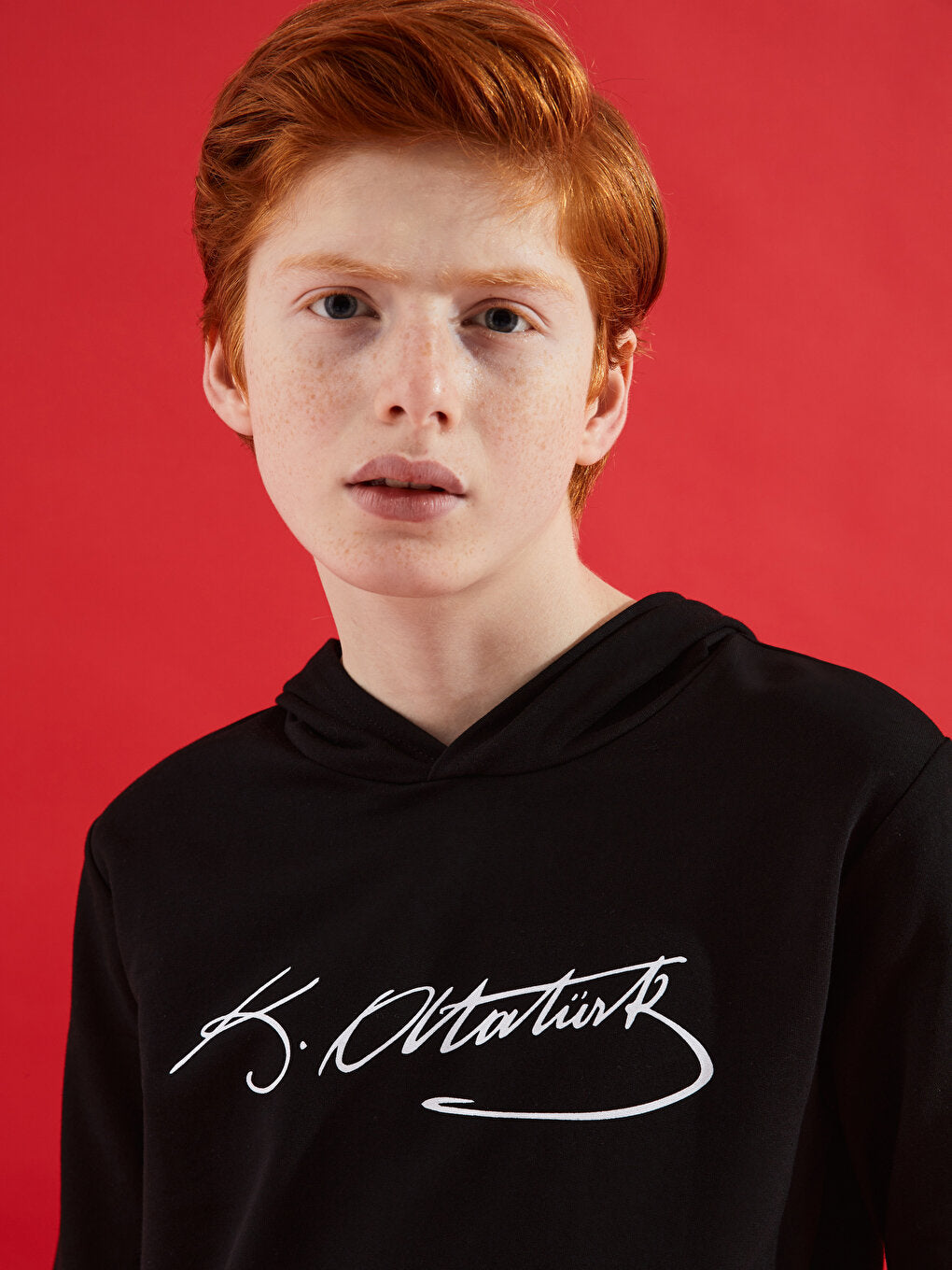 Ataturk Signature Printed Boy Hoodie