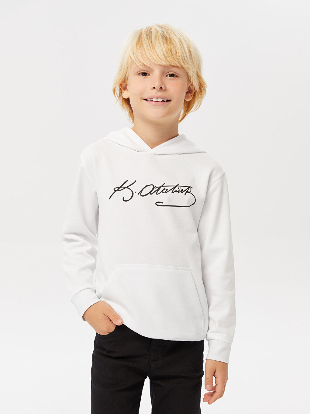 Ataturk Signature Printed Boy Hoodie