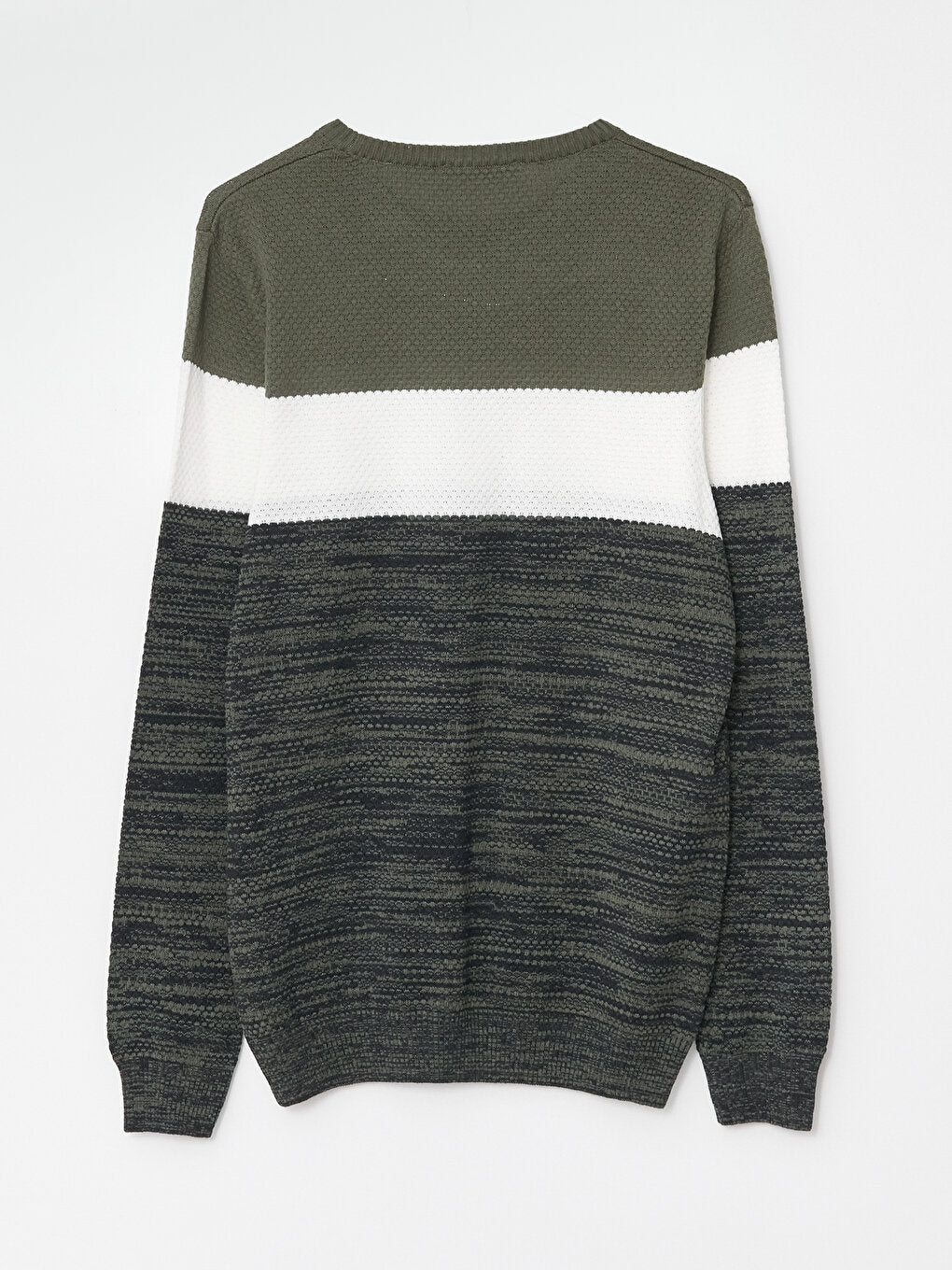 Crew Neck Long Sleeve Color Block Men's Knitwear Sweater