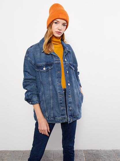 Shirt Collar Plain Long Sleeve Women's Rodeo Jean Jacket