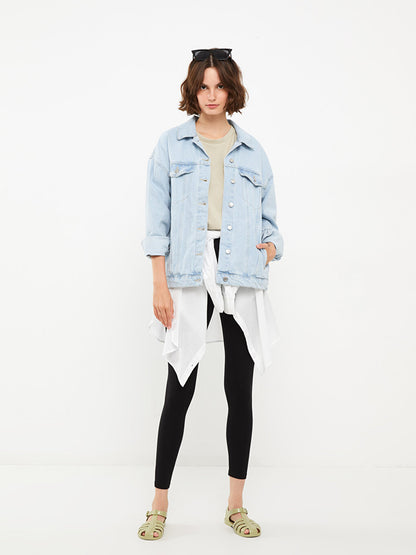 Shirt Collar Plain Long Sleeve Women's Jean Jacket