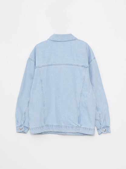 Shirt Collar Plain Long Sleeve Women's Jean Jacket