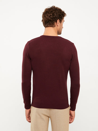 Crew Neck Long Sleeve Men's Knitwear Sweater