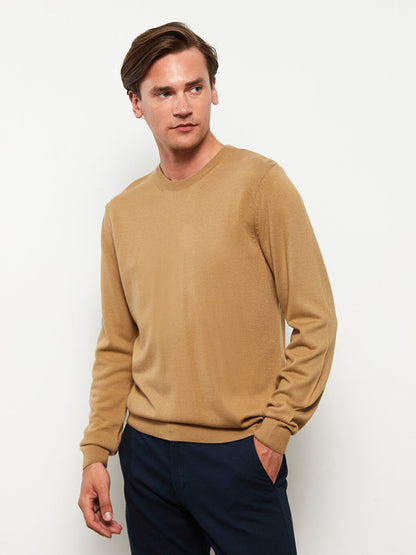 Crew Neck Long Sleeve Men's Knitwear Sweater