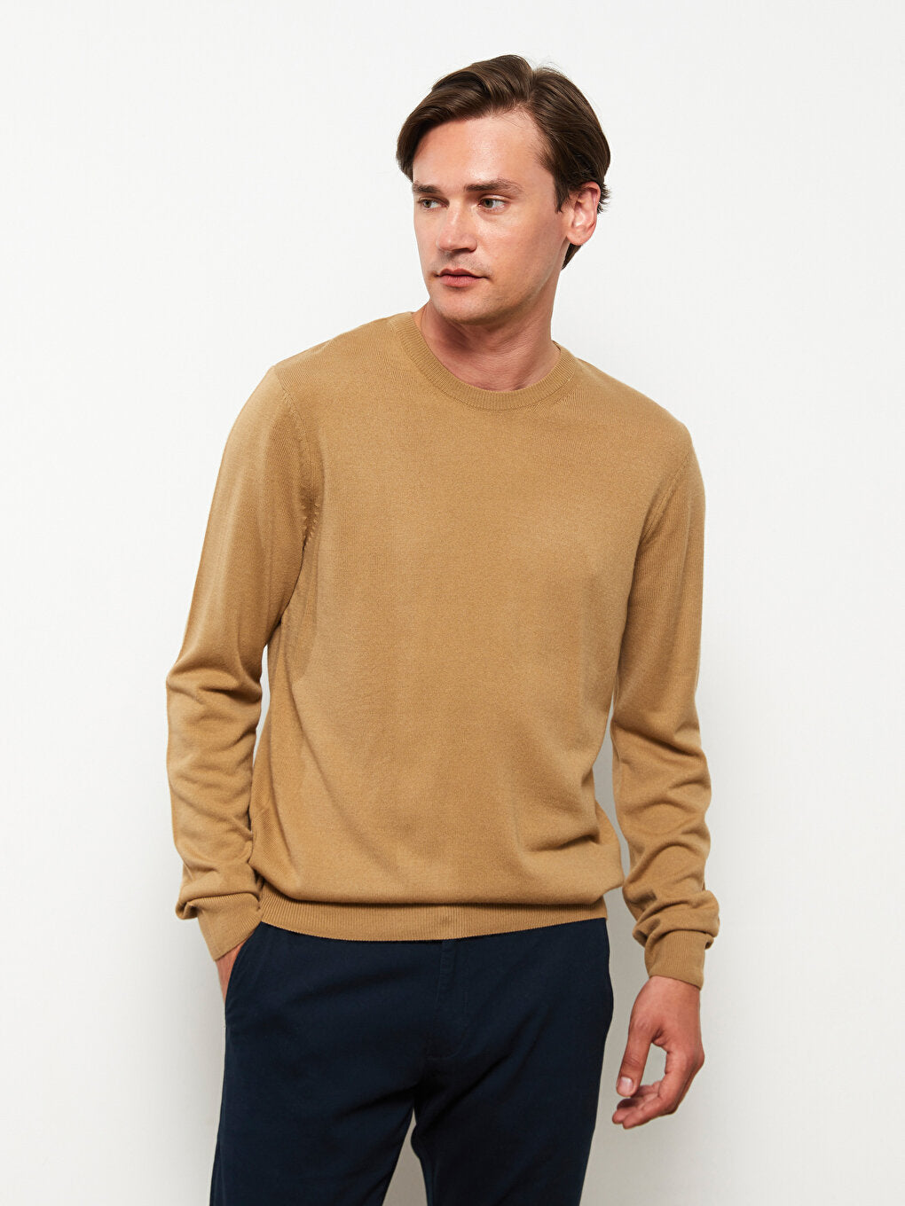 Crew Neck Long Sleeve Men's Knitwear Sweater