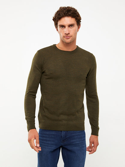 Crew Neck Long Sleeve Men's Knitwear Sweater