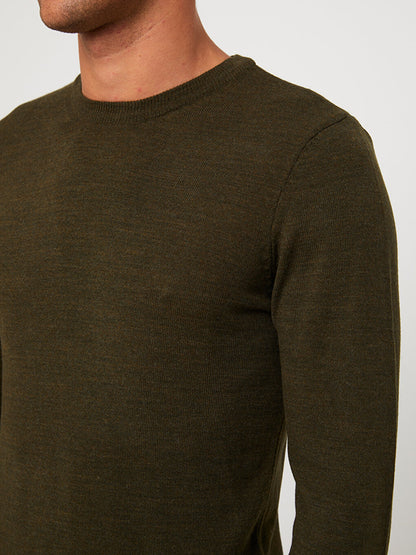 Crew Neck Long Sleeve Men's Knitwear Sweater