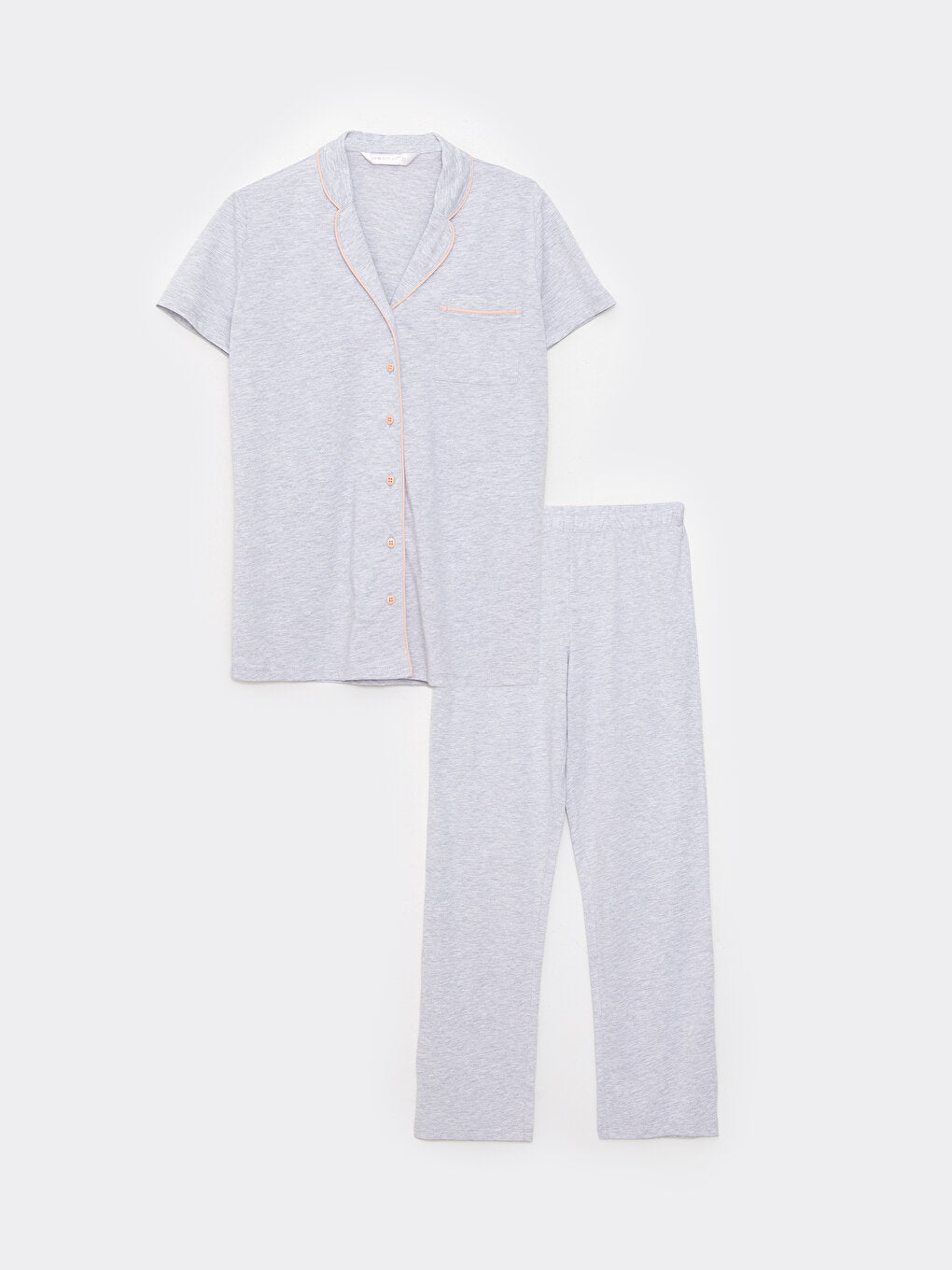 Shirt Collar Plain Short Sleeve Women's Pajama Set