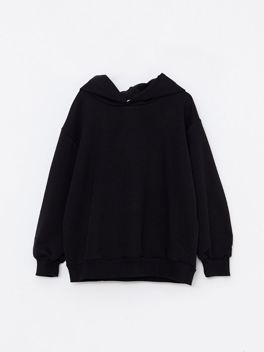 Hooded Basic Long Sleeve Girl's Sweatshirt