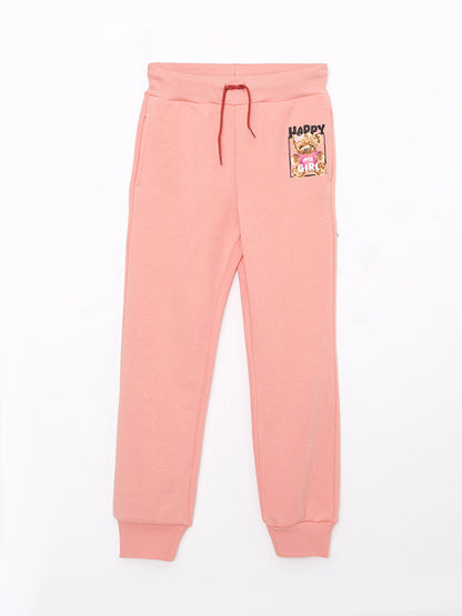 Printed Girls Jogger Sweatpants with Elastic Waist