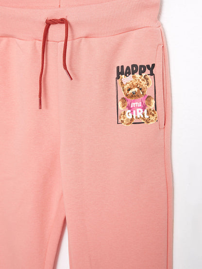 Printed Girls Jogger Sweatpants with Elastic Waist