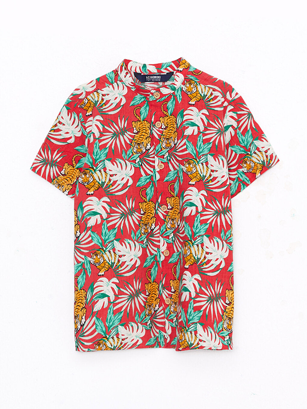 Magnificent Collar Patterned Short Sleeve Poplin Boy's Shirt