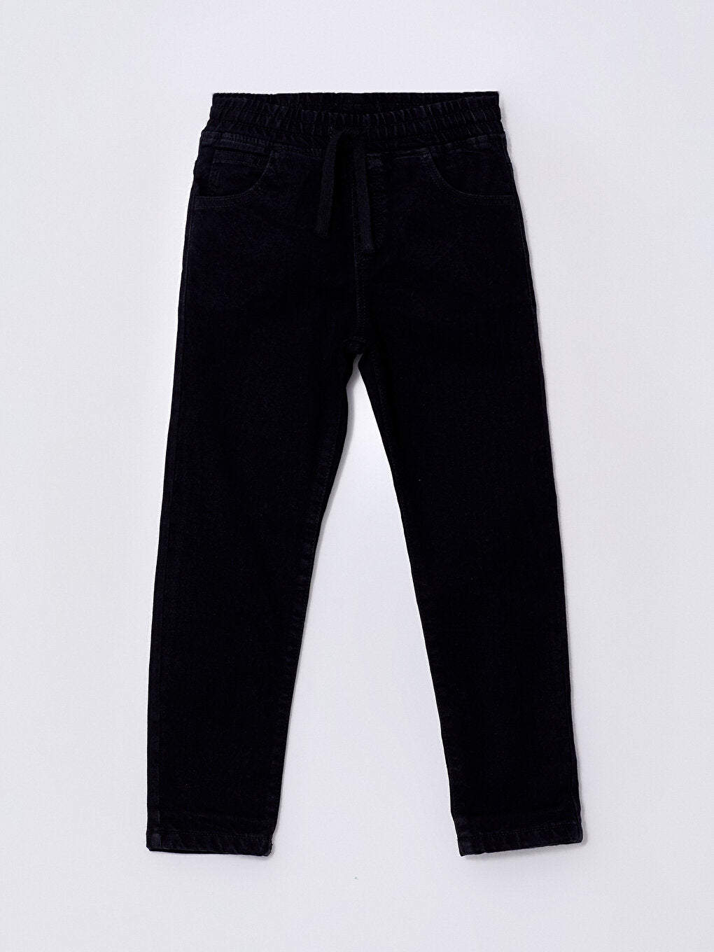 Basic Lined Boy's Jean Trousers with Elastic Waist