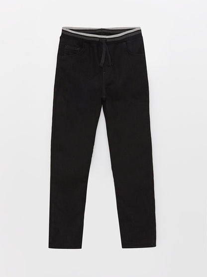 Elastic Waist Fleece Lined Boy's Jean Trousers