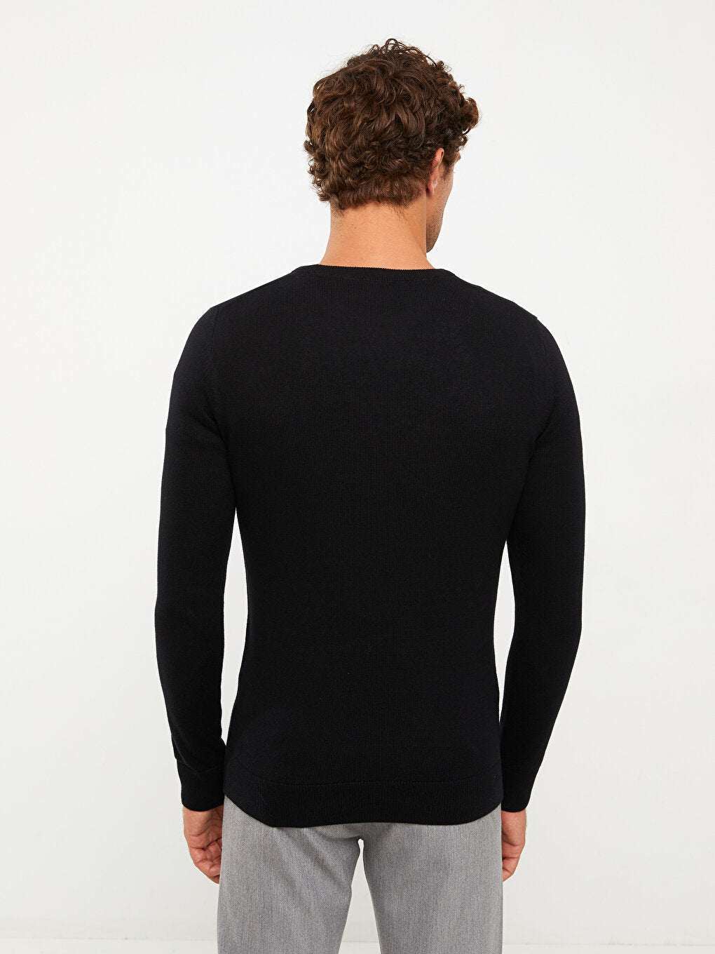 Crew Neck Long Sleeve Men's Knitwear Sweater