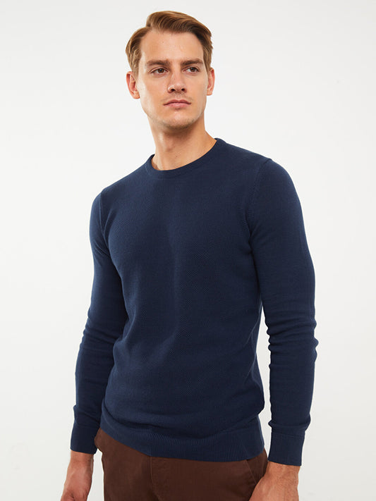 Crew Neck Long Sleeve Men's Knitwear Sweater