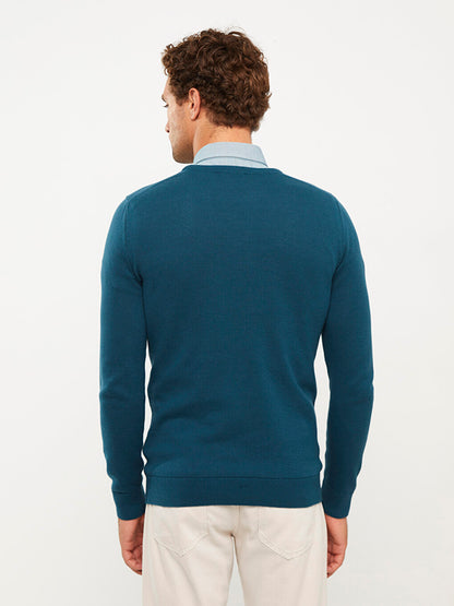 Crew Neck Long Sleeve Men's Knitwear Sweater