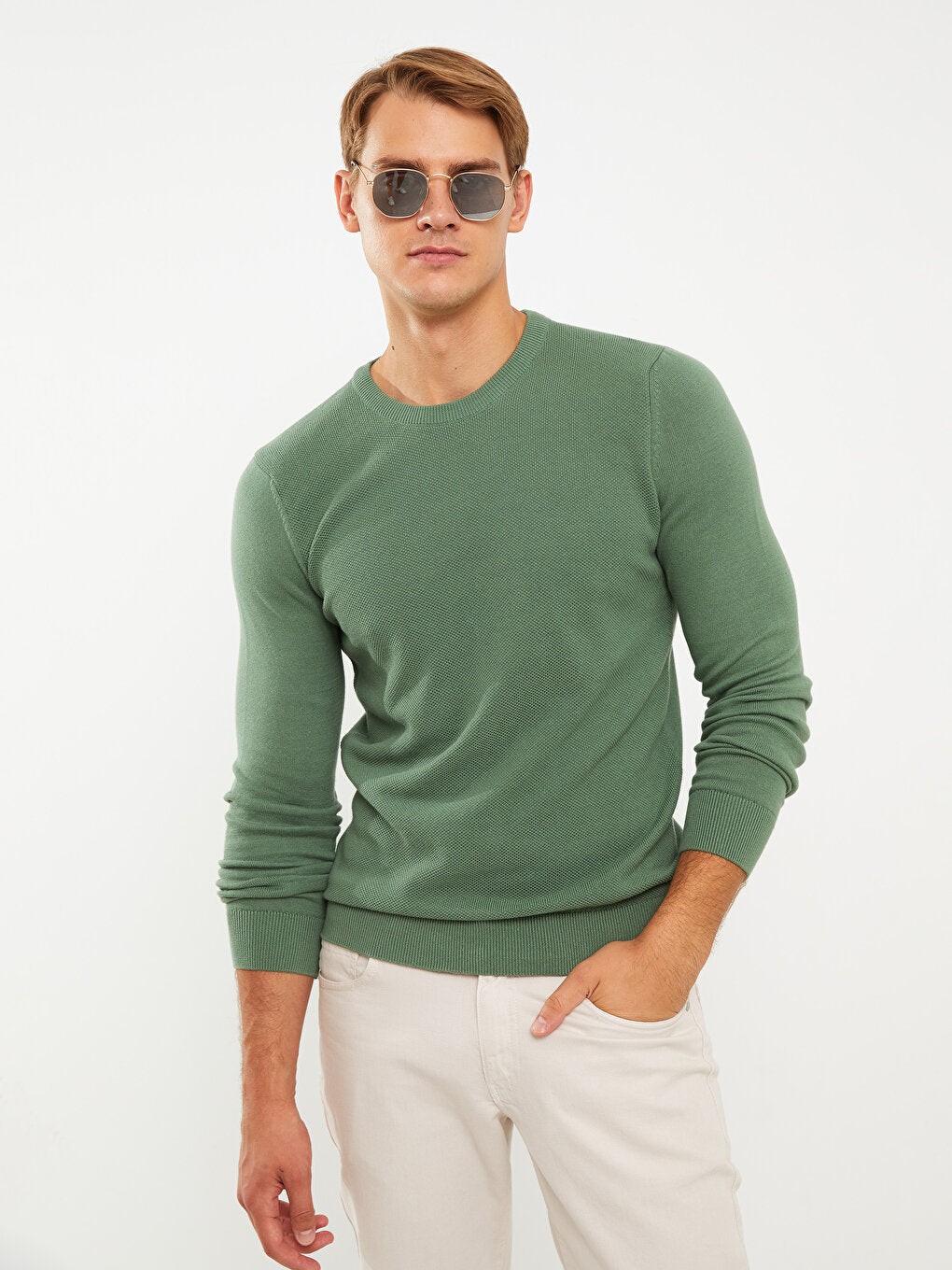 Crew Neck Long Sleeve Men's Knitwear Sweater