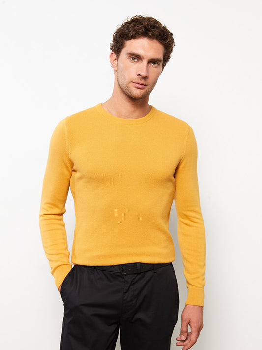 Crew Neck Long Sleeve Men's Knitwear Sweater