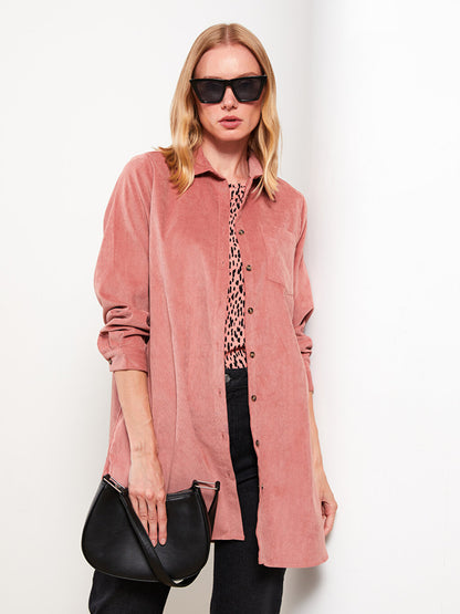 Plain Long Sleeve Velvet Women's Shirt Tunic