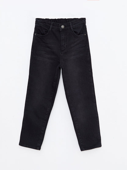 Basic Girl's Jean Trousers with Elastic Waist