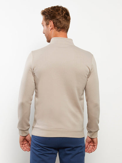 Stand Collar Long Sleeve Plain Men's Sweatshirt