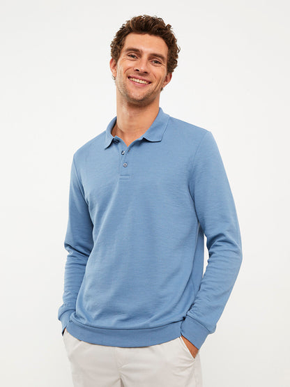 Polo Neck Long Sleeve Men's Sweatshirt