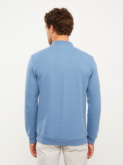 Polo Neck Long Sleeve Men's Sweatshirt