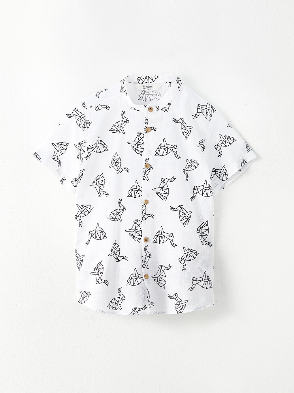 Magnificent Collar Patterned Short Sleeve Poplin Boy's Shirt