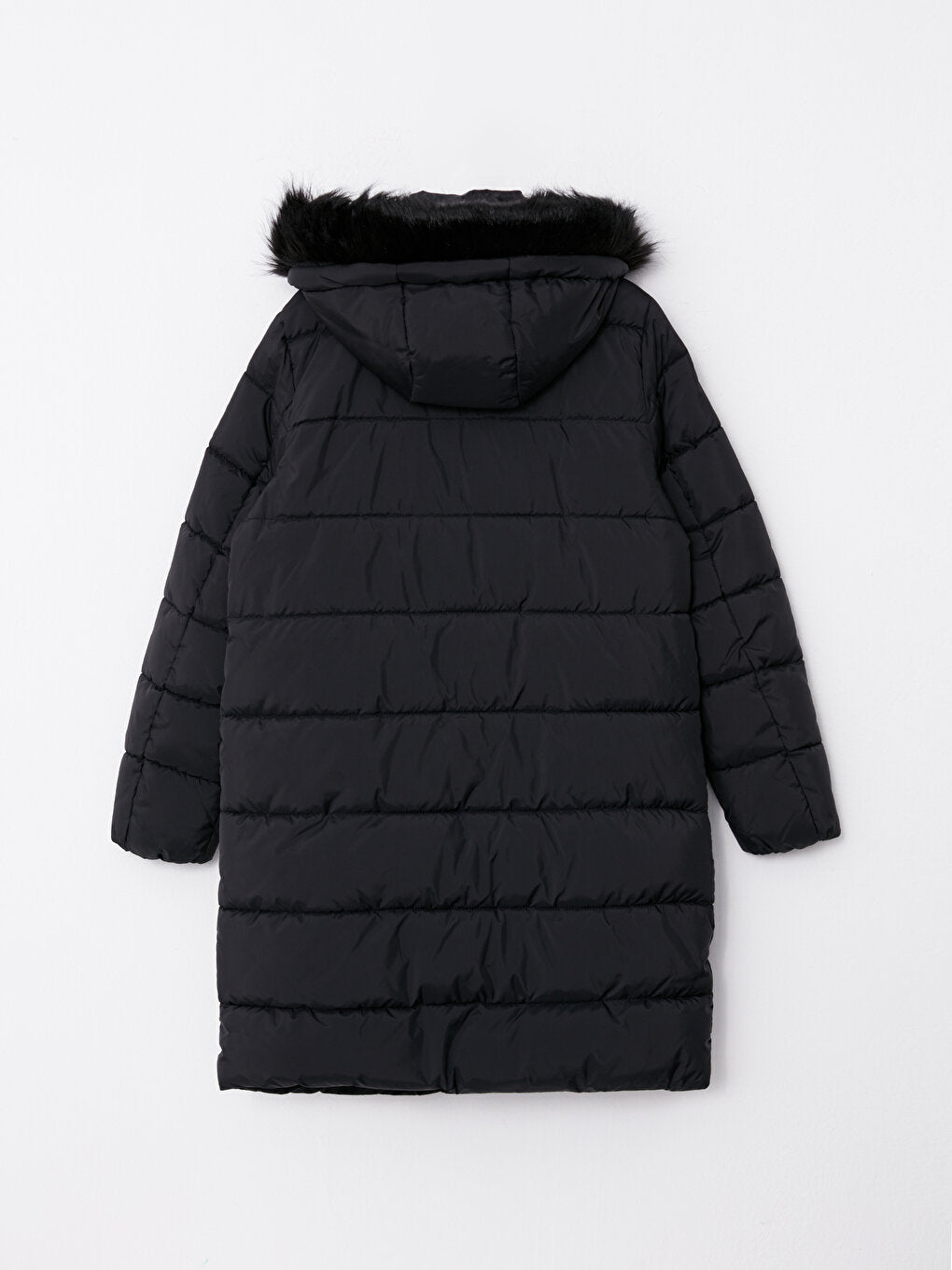 Hooded Plain Long Sleeve Women's Puffer Coat