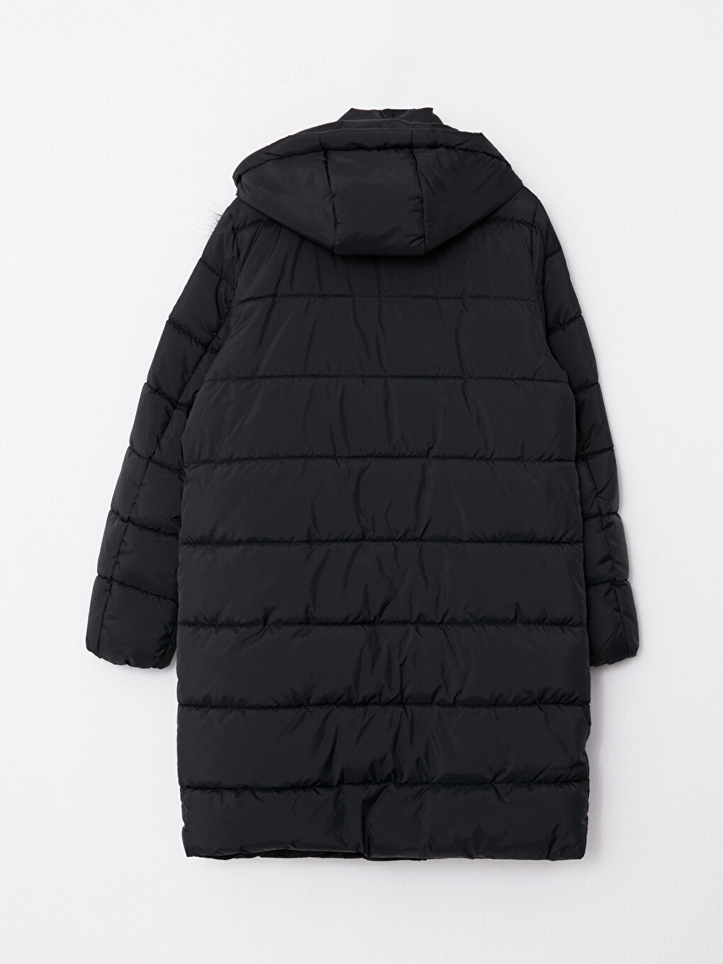 Hooded Plain Long Sleeve Women's Puffer Coat