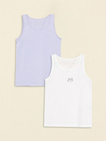 Crew Neck Cotton Girls Undershirt 2-pack