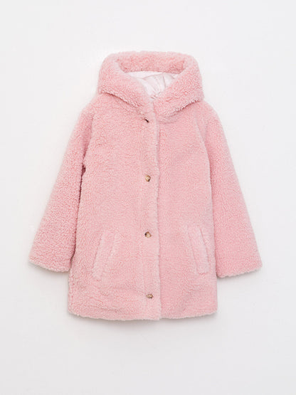 Hooded Plush Girl's Coat