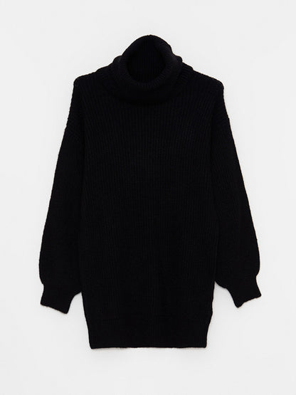 High Collar Plain Long Sleeve Women's Knitwear Tunic