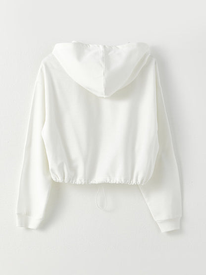 Hooded Plain Long Sleeve Women's Sweatshirt