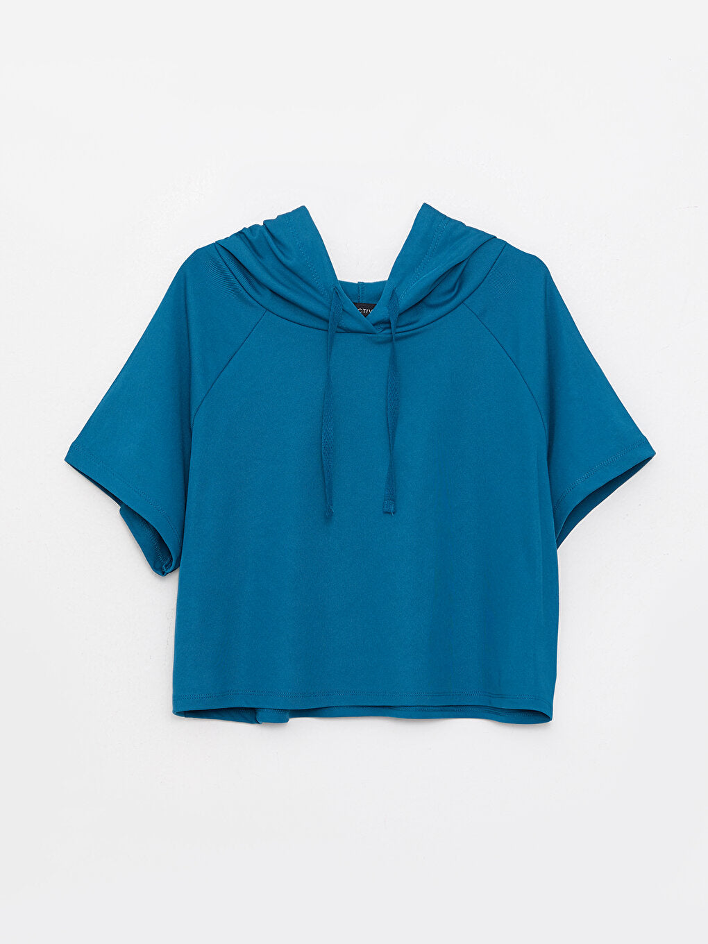 Hooded Plain Short Sleeve Women's Crop