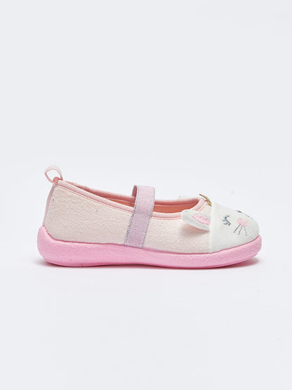 Embroidered Rubber Band Girls' Home Shoes