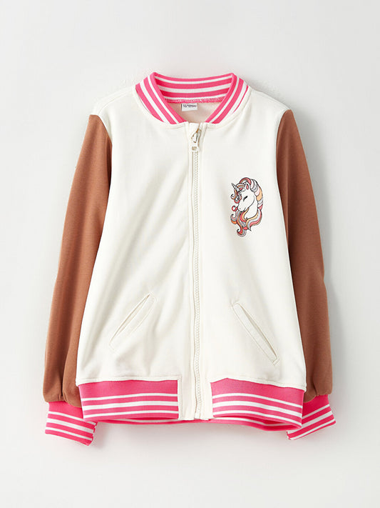 Printed Long Sleeve Girls' College Jacket