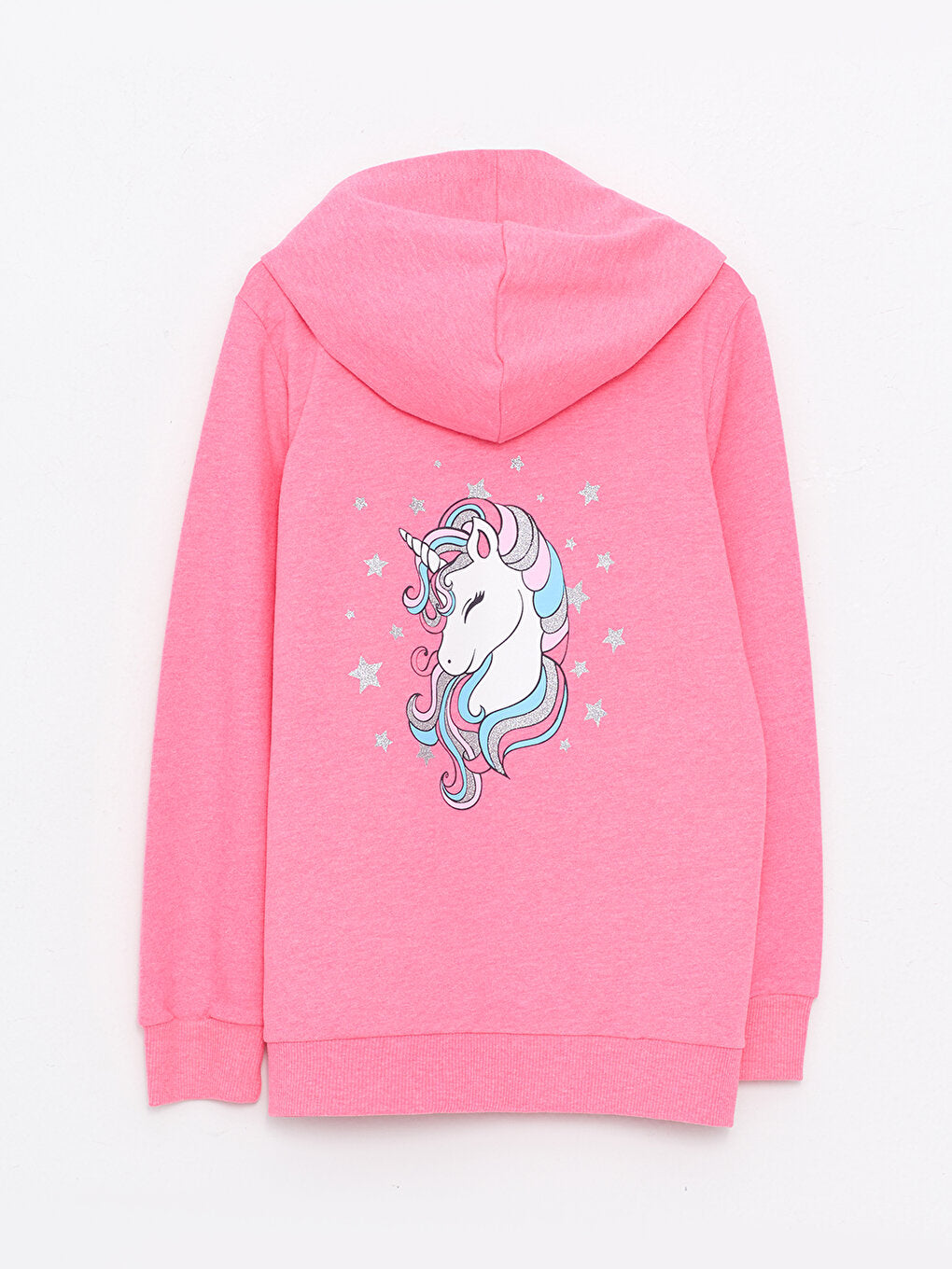 Hooded Printed Long Sleeve Girl's Zipper Sweatshirt