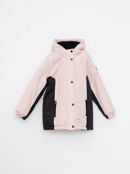 Hooded Color Block Girls' Coat