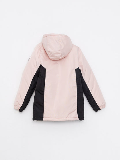 Hooded Color Block Girls' Coat