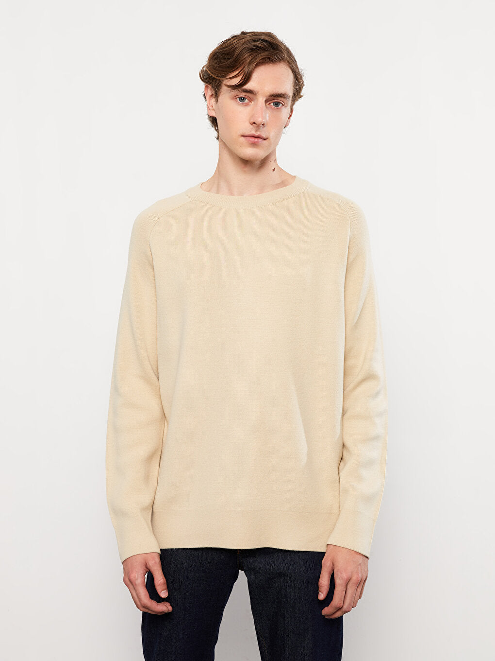 Crew Neck Long Sleeve Men's Knitwear Sweater