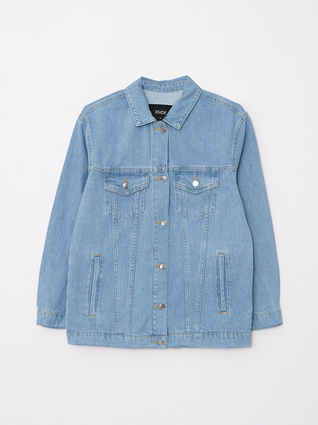 Shirt Collar Plain Long Sleeve Women's Jean Jacket