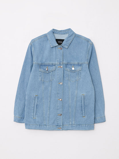 Shirt Collar Plain Long Sleeve Women's Jean Jacket