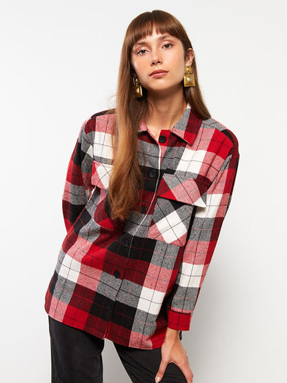 Plaid Long Sleeve Women's Shirt Jacket