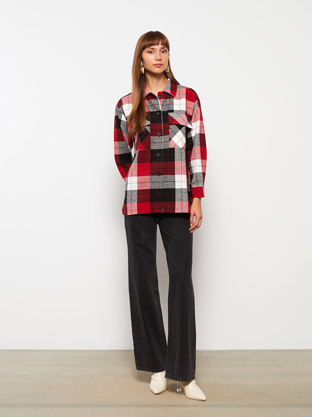 Plaid Long Sleeve Women's Shirt Jacket